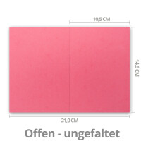 100x Falt-Karten DIN A6 in Flamingo - 10,5 x 14,8 cm - Blanko - Doppel-Karten - 240 g/m²