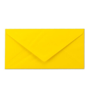 150 x DIN Lang Briefumschläge - Gelb mit weißem Seidenfutter - 11x22 cm - 80 g/m² - ideal für Einladungen, Weihnachtskarten, Glückwunschkarten aus der Serie Farbenfroh