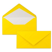 150 x DIN Lang Briefumschläge - Gelb mit weißem Seidenfutter - 11x22 cm - 80 g/m² - ideal für Einladungen, Weihnachtskarten, Glückwunschkarten aus der Serie Farbenfroh