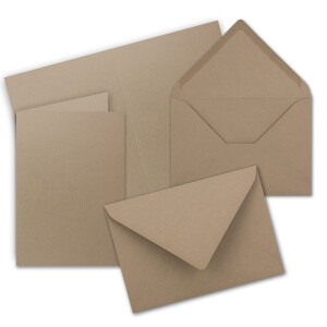 Faltkarten SET mit Brief-Umschlägen DIN A6 / C6 in Cappuccino - 25 Sets - 14,8 x 10,5 cm - Premium Qualität - Serie FarbenFroh