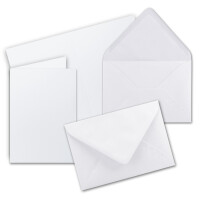 Faltkarten SET mit Brief-Umschlägen DIN A6 / C6 in Kristallweiß - 100 Sets - 14,8 x 10,5 cm - Premium Qualität - Serie FarbenFroh