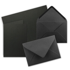 Faltkarten SET mit Brief-Umschlägen DIN A6 / C6 in Schwarz - 150 Sets - 14,8 x 10,5 cm - Premium Qualität - Serie FarbenFroh