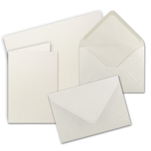 Faltkarten SET mit Brief-Umschlägen DIN A6 / C6 in Naturweiß - 50 Sets - 14,8 x 10,5 cm - Premium Qualität - Serie FarbenFroh