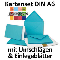 150x Faltkarten SET DIN A6/C6 mit Brief-Umschlägen in Türkis - inklusive Einleger - 14,8 x 10,5 cm - Premium Qualität - FarbenFroh