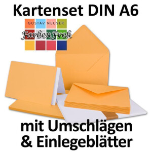 75x Faltkarten SET DIN A6/C6 mit Brief-Umschlägen in Toskana - inklusive Einleger - 14,8 x 10,5 cm - Premium Qualität - FarbenFroh