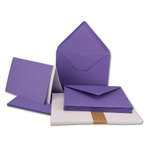 25x Faltkarten SET DIN A6/C6 mit Brief-Umschlägen in Violett - inklusive Einleger - 14,8 x 10,5 cm - Premium Qualität - FarbenFroh