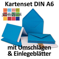 25x Faltkarten SET DIN A6/C6 mit Brief-Umschlägen in Azurblau - inklusive Einleger - 14,8 x 10,5 cm - Premium Qualität - FarbenFroh