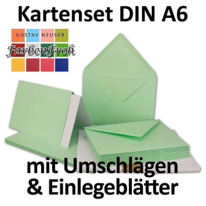 100x Faltkarten SET DIN A6/C6 mit Brief-Umschlägen in Mintgrün - inklusive Einleger - 14,8 x 10,5 cm - Premium Qualität - FarbenFroh