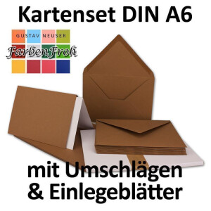 25x Faltkarten SET DIN A6/C6 mit Brief-Umschlägen in Kastanienbraun - inklusive Einleger - 14,8 x 10,5 cm - Premium Qualität - FarbenFroh