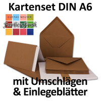 25x Faltkarten SET DIN A6/C6 mit Brief-Umschlägen in Kastanienbraun - inklusive Einleger - 14,8 x 10,5 cm - Premium Qualität - FarbenFroh