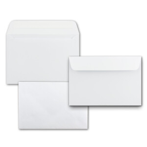 Briefumschläge in Weiss - 300 Stück - Kuverts in DIN B6 Format 125 x 185 mm - 120 Gramm pro m² - Größer als DIN B6 für besonders dicke Faltkarten - Haftklebung - ideal für Weihnachten und Einladungen