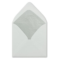 500 Umschläge Quadratisch 16 x 16 cm - Weiss mit Silbernem Seidenfutter - 90 g/m² - Nassklebung - Ideal für Grüße und Einladungen