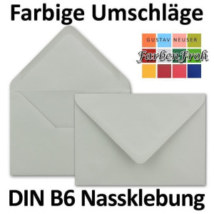 25x Brief-Umschläge in Hell-Grau - 80 g/m² - Kuverts in DIN B6 Format 12,5 x 17,6 cm - Nassklebung ohne Fenster