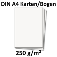 75 Stück DIN A4 Karten Planobogen - Farbe: Hochweiss - 29,7 x 21 cm - 250 Gramm pro m² - Bastelbogen - Kartenkarton - Bastelkarte -formstabil