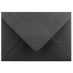 200x kleine Umschläge in Schwarz DIN C7 8,1 x 11,4 cm mit Spitzklappe und Nassklebung in 80 g/m² - kleiner blanko Mini-Umschlag