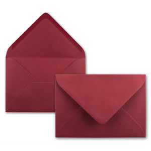 100x kleine Umschläge in Dunkelrot DIN C7 8,1 x 11,4 cm mit Spitzklappe und Nassklebung in 110 g/m² - kleiner blanko Mini-Umschlag