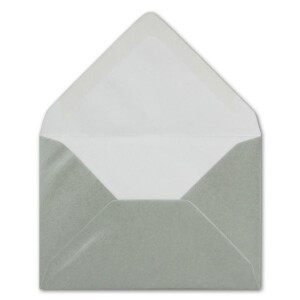 300x kleine Umschläge in Silber Metallic DIN C7 8,1 x 11,4 cm mit Spitzklappe und Nassklebung in 80 g/m² - kleiner blanko Mini-Umschlag