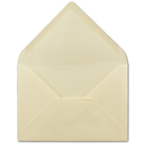 50x kleine Umschläge in Vanille DIN C7 8,1 x 11,4 cm mit Spitzklappe und Nassklebung in 110 g/m² - kleiner blanko Mini-Umschlag