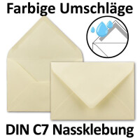 50x kleine Umschläge in Vanille DIN C7 8,1 x 11,4 cm mit Spitzklappe und Nassklebung in 110 g/m² - kleiner blanko Mini-Umschlag