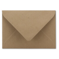 150x kleine Umschläge aus Kraftpapier in Sandbraun DIN C7 8,1 x 11,4 cm mit Spitzklappe und Nassklebung in 120 g/m² - kleiner blanko Mini-Umschlag