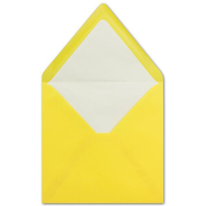 50x Briefumschläge Quadratisch 16 x 16 cm Honiggelb (Gelb) - Umschläge mit weißem Seidenfutter - Kuverts ohne Fenster & mit Nassklebung - Für Einladungskarten zu Hochzeit und Geburtstag