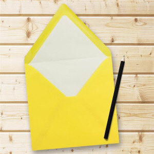 250x Briefumschläge Quadratisch 16 x 16 cm Honiggelb (Gelb) - Umschläge mit weißem Seidenfutter - Kuverts ohne Fenster & mit Nassklebung - Für Einladungskarten zu Hochzeit und Geburtstag