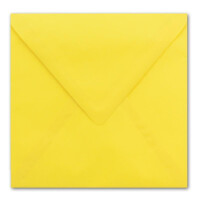 250x Briefumschläge Quadratisch 16 x 16 cm Honiggelb (Gelb) - Umschläge mit weißem Seidenfutter - Kuverts ohne Fenster & mit Nassklebung - Für Einladungskarten zu Hochzeit und Geburtstag