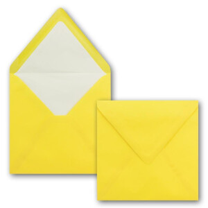 400x Briefumschläge Quadratisch 16 x 16 cm Honiggelb (Gelb) - Umschläge mit weißem Seidenfutter - Kuverts ohne Fenster & mit Nassklebung - Für Einladungskarten zu Hochzeit und Geburtstag