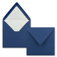 25x Briefumschläge Quadratisch 16 x 16 cm Dunkelblau (Blau) - Umschläge mit weißem Seidenfutter - Kuverts ohne Fenster & mit Nassklebung - Für Einladungskarten zu Hochzeit und Geburtstag