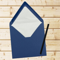 25x Briefumschläge Quadratisch 16 x 16 cm Dunkelblau (Blau) - Umschläge mit weißem Seidenfutter - Kuverts ohne Fenster & mit Nassklebung - Für Einladungskarten zu Hochzeit und Geburtstag