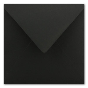 25x Briefumschläge Quadratisch 16 x 16 cm in Schwarz - Umschläge mit weißem Seidenfutter - Kuverts ohne Fenster & mit Nassklebung - Für Einladungskarten zu Hochzeit und Geburtstag