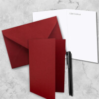 100 x Faltkarten-Set DIN A5 - Dunkel-Rot  inkl. Umschlägen DIN C5 und passenden Einlegeblättern in Weiß - blanko Klappkarten 14,8 x 21 cm