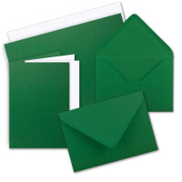 100 x Faltkarten-Set DIN A5 - Dunkel-Grün  inkl. Umschlägen DIN C5 und passenden Einlegeblättern in Weiß - blanko Klappkarten 14,8 x 21 cm