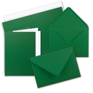 75 x Faltkarten-Set DIN A5 - Dunkel-Grün  inkl. Umschlägen DIN C5 und passenden Einlegeblättern in Weiß - blanko Klappkarten 14,8 x 21 cm