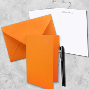 10 x Faltkarten-Set DIN A5 - Orange  inkl. Umschlägen DIN C5 und passenden Einlegeblättern in Weiß - blanko Klappkarten 14,8 x 21 cm