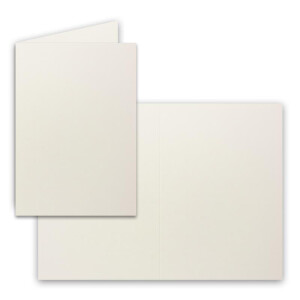 10 x Faltkarten-Set DIN A5 - Natur-Weiss  inkl. Umschlägen DIN C5 und passenden Einlegeblättern in Weiß - blanko Klappkarten 14,8 x 21 cm