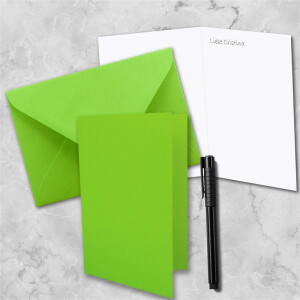 10 x Faltkarten-Set DIN A5 - Hell-Grün  inkl. Umschlägen DIN C5 und passenden Einlegeblättern in Weiß - blanko Klappkarten 14,8 x 21 cm