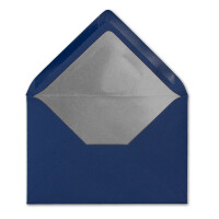 Kuverts Nachtblau - 75 Stück - Brief-Umschläge DIN C6 - 114 x 162 mm - 11,4 x 16,2 cm - Nassklebung - matte Oberfläche & Silber-Metallic Fütterung - ohne Fenster - für Einladungen