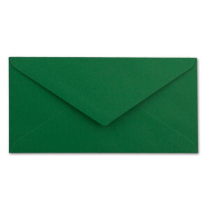 75 Brief-Umschläge DIN Lang - Dunkelgrün mit Gold-Metallic Innen-Futter - 110 x 220 mm - Nassklebung - festliche Kuverts für Weihnachten