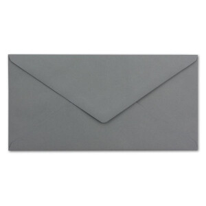 50 Brief-Umschläge DIN Lang - Graphit / Dunkel-Grau mit Gold-Metallic Innen-Futter - 110 x 220 mm - Nassklebung - festliche Kuverts für Weihnachten