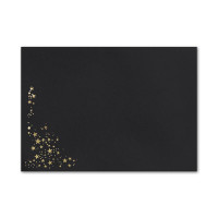 75x Weihnachts-Briefumschläge - DIN C5 - mit Gold-Metallic geprägtem Sternenregen, festlich matter Umschlag in Schwarz - Nassklebung, 110 g/m² - 154 x 220 mm - Marke: GUSTAV NEUSER
