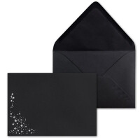 15x Weihnachts-Briefumschläge - DIN C5 - mit Silber-Metallic geprägtem Sternenregen, festlich matter Umschlag in Schwarz - Nassklebung, 110 g/m² - 154 x 220 mm - Marke: GUSTAV NEUSER