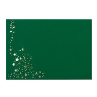 75x Weihnachts-Briefumschläge - DIN C6 - mit Silber-Metallic geprägtem Sternenregen -Farbe: Dunkelgrün - Nassklebung, 120 g/m² - 114 x 162 mm - Marke: GUSTAV NEUSER