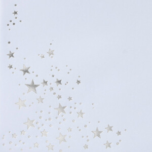 500x Briefumschläge mit Metallic Sternen - DIN Lang - Silber geprägter Sternenregen - Farbe: weiß, Nassklebung, 100 g/m² - 110 x 220 mm - ideal für Weihnachten