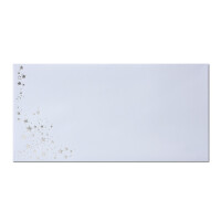500x Briefumschläge mit Metallic Sternen - DIN Lang - Silber geprägter Sternenregen - Farbe: weiß, Nassklebung, 100 g/m² - 110 x 220 mm - ideal für Weihnachten