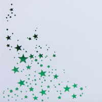300x Briefumschläge mit Metallic Sternen - DIN Lang - Grün geprägter Sternenregen - Farbe: weiß, Nassklebung, 100 g/m² - 110 x 220 mm - ideal für Weihnachten