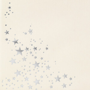 75x Briefumschläge mit Metallic Sternen - DIN Lang - Silber geprägter Sternenregen - Farbe: creme, Nassklebung, 80 g/m² - 110 x 220 mm - ideal für Weihnachten