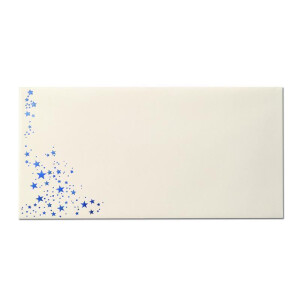 150x Briefumschläge mit Metallic Sternen - DIN Lang - Blau geprägter Sternenregen - Farbe: creme, Nassklebung, 80 g/m² - 110 x 220 mm - ideal für Weihnachten