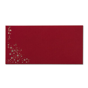 150x Briefumschläge mit Metallic Sternen - DIN Lang - Silber geprägter Sternenregen - Farbe: dunkelrot, Nassklebung, 120 g/m² - 110 x 220 mm - ideal für Weihnachten