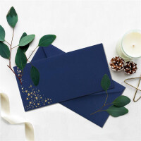 200x Briefumschläge mit Metallic Sternen - DIN Lang - Gold geprägter Sternenregen - Farbe: dunkelblau, Nassklebung, 120 g/m² - 110 x 220 mm - ideal für Weihnachten